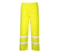 Portwest S480 Pantalon Bande Réfléchissante Imperméable à l'eau Oxford 300D | Jaune, L, EN ISO 20471 Classe 2, Tissu Classé UPF 40+, Poche Cargo, Ceinture Élastiquée, Anti-Taches, Voirie