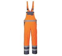 Portwest S488 Cotte Contrast Non Doublée Nombreuses Poches Très Utiles 300D | Orange/Marine, XL, EN ISO 20471 Classe 2, Ouverture Latérale Réglable, Imperméable à L'eau, Dos Elastiqué, Haute Visibilité