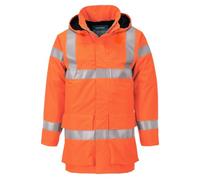 Portwest S774 Veste de pluie Lite Bizflame Poche Poitrine Intérieure Léger | Orange, L, EN ISO 20471 Classe 3, EN 1149-5, EN 13034, Coutures Étanches, Lavable en Machine, Poignets Tricot, Antistatique