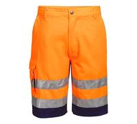 Portwest Short en Poly-Coton léger Haute visibilité Orange/Marine M - FR(42-44) - UK(32-34) - Vêtements Haute visibilité