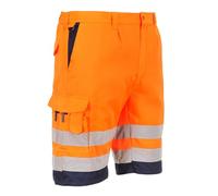 Portwest Short en Poly-Coton léger Haute visibilité Orange/Marine S - FR(38-40) - UK(30-32) - Vêtements Haute visibilité