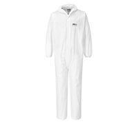 Portwest ST50 Combinaison Ensemble Cinq poches Capuche Érgonomique | Blanc, 3XL, EN 13034 Type 6, EN 1149-5, EN ISO 13982 Type 5, Poignets Élastiqués, Tissu SMS Hautement Respirant