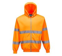 PORTWEST Sweat zip HiVis à capuche Orange 4XL - Vêtements de travail