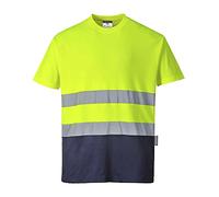 Portwest T-shirt coton bicolore, Couleur: Jaune/Marine, Taille: XL, S173YNRXL