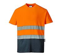 Portwest T-shirt S173 en coton bicolore Orange/Marine Taille S