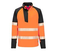 Portwest T172 PW3 Hi-Vis Sweatshirt Zippé Orange/Noir - Taille XL