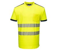 Portwest T181 PW3 T-shirt de Sécurité à Manches Courtes Haute Visibilité Jaune/Marine, M