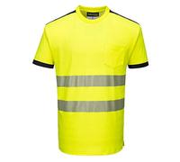 Portwest T181 PW3 T-shirt de Sécurité à Manches Courtes Haute Visibilité Jaune/Noir, Moyen