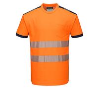 Portwest T181 PW3 T-shirt de Sécurité à Manches Courtes Haute Visibilité Orange/Marine, M