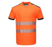 Portwest T181 PW3 T-shirt de Sécurité à Manches Courtes Haute Visibilité Orange/Noir, S