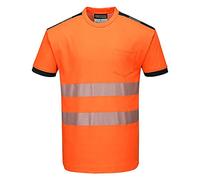 Portwest T181 PW3 T-shirt de Sécurité à Manches Courtes Haute Visibilité Orange/Noir, XS