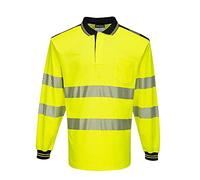 Portwest T184 PW3 Polo Haute Visibilité ML Poignets Bord Côte Confort Coton