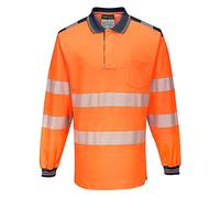 Portwest T184 PW3 Polo Haute Visibilité ML Poignets Bord Côte Confort Coton
