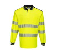 Portwest T184 PW3 Polo Haute Visibilité ML Poignets Bord Côte Confort Coton