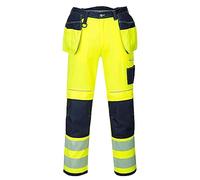 Portwest T501 Renforcé PW3 Hi Vis Pantalon de Travail à Poches Porte-Outils Jaune/Marine, 40