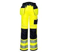 Portwest T501 Renforcé PW3 Hi Vis Pantalon de Travail à Poches Porte-Outils Jaune/Noir, 34