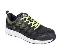 Portwest Tennis TOVE Steelite S1P, Couleur: Noir/Vert, Taille: 46, FT15BGN46