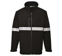 Portwest TK54 Softshell Iona Couches Doublure polaire Polyester Six poches | Noir, XL, EN 17353 Type B3, Bandes Réfléchissantes, Poche Poitrine Zippée, Cordon de Serrage, Poche Intérieure, Thermique