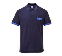 Portwest TX20 Texo Contrast Polo Chemise Lavable en Machine Poche Poitrine | Marine, M, UPF 50+, 40% Polyester, 60% Coton, Poignets en Velcro, Ouverture par Patte de Boutonnage, Ouverture à Boutons