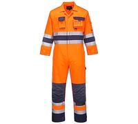 Portwest TX55 Hommes Nantes Combinaison de Travail à Haute Visibilité Réfléchissante Combinaison de Sécurité Classe 3 Orange/Marine, L