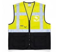 Portwest Varsovie Haute Visibilité Contraste Exécutif Gilet Id & Poches Main,