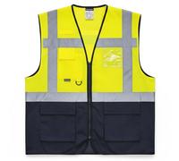 Portwest C476YNRS Warsaw Executive Vest, Regular, Small, Yellow/Navy