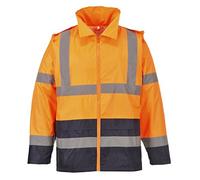 Portwest Veste de pluie Hi-Vis bicolore, Couleur: Orange/Marine, Taille: S, H443ONRS