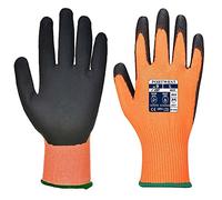Portwest – Gants Vis-Tex5 – Résistants aux coupures – 1 paire Orange/Noir Taille S