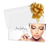 POS BON - 50 formulaires pour créer vos propres bons cadeaux avec enveloppe/nœuds ruban pour le bien-être et d'autres entreprises KS9280F2-50-V2