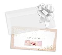 POS BON - 50 formulaires pour créer vos propres bons cadeaux avec enveloppe/nœuds ruban pour le bien-être et d'autres entreprises KS9285F-2-50-V2