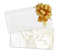 POS BON - 50 formulaires pour créer vos propres bons cadeaux avec enveloppe/nœuds ruban pour le bien-être et d'autres entreprises MA9258F2-50-V2