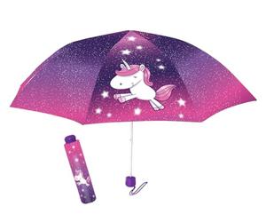 POS Handels GmbH Taschenschirm mit Einhorn Motiv, Regenschirm für Mädchen, manueller Öffnung, windfest Parapluie canne, 24 cm, Multicolore (Bunt)