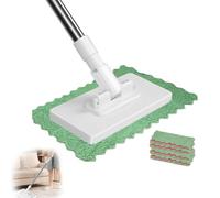 posable Dust Mop with 4 Reusable Cloths,360° Small Flat Dust Mop, Hands Free Mini Compatible with Face Towel,Dry and Wet Cleaning for Portable Multifunctional Kitchen Home (White-B)