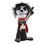 Posable Skeleton Figure - Glowing Eyes Halloween Prop with Sound | Electric Light-Up Skeleton for Haunted Room, Entryway, Indoor Party, Home Festivities, Spooky Scene, Table or Display