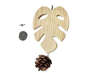 Posadero De Madera Natural Para Jaula Con Plataforma en Forma De Hoja Y Piña - Percha Para Periquitos, Ninfas Y Agapornis, Desgaste De Uñas Ejercicio