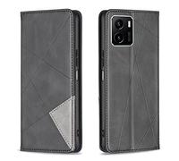 Posanter Coque pour Vivo Y15S 2021/Y10/Y15A/Y01, Housse Portefeuille en Cuir Etui de Protection avec Slim TPU Silicone Bumper Flip Case, Porte Cartes avec Fonction Support Cover PU Pochette (Noir)