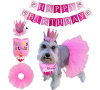 POSAPET Bandana d'anniversaire pour chien, écharpe pour chien, chapeau, tutu, tenue d'anniversaire pour chien, fournitures de fête d'anniversaire pour chien, bannière « Happy Birthday »