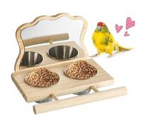 Posatoio Con Specchio per Gabbia - Giochi e per Gabbie | Trespolo Con Specchio e Ciotole - per Conure Pappagalli Parrocchetti Budgerigar Inseparabili Canarini
