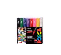 Posca 153544382 Lot de 8 Marqueur peinture avec encre à base d'eau et pointe fine, 1 mm