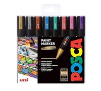 Posca 153544855 Lot de 8 Marqueurs peinture avec encre à base d'eau et pointe ogive 2,5 mm