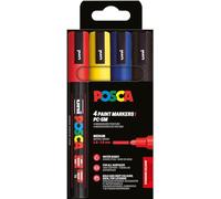 POSCA 182545 - POSCA Marker Set, 4 stylos acryliques PC-5M, marqueur permanent 1,8-2,5 mm pointe ogive