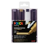 POSCA 182602 - Marqueur POSCA à Pointe Large biseautée, Lot de 4