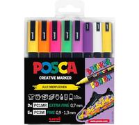 Faber-Castell uni-ball 186828 - POSCA Marker Set Sneaker Stylos, étui de 8 pièces, opaque sur les surfaces foncées