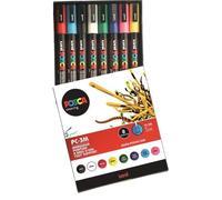 Posca Marqueurs PC-3M8C Set de 8, pointe conique fine 0,9-1,3 mm, couleurs assorties