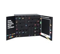 POSCA - Calendrier de l'Avent 2025 avec 24 produits de papeterie, papeterie scolaire, travaux créatifs - Idées cadeaux avec des choses pour l'école, feutres à pointe grossière et fin, crayons de cire