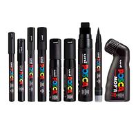 POSCA - Ensemble complet de 9 stylos - MOP'R, PCF-350, PC-17K, PC-8K, PC-7M, PC-5M, PC-3M, PC-1M, PC-1MR - Ensemble noir