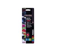 Posca KPE-200 Lot de 6 crayons de couleur à l'huile et à la cire Pointe résistante de qualité supérieure pour les arts et l'artisanat Utilisation multi-surfaces sur bois, tissu, papier, carton et
