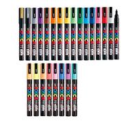Posca Lot complet de marqueurs à peinture Mitsubishi Toutes couleurs Pointe fine 24 couleurs (17 standard et 7 naturel) Importé du Japon