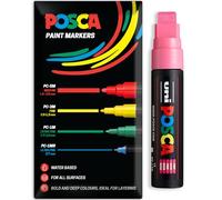 Posca Lot de 1 marqueur peinture acrylique à base d'eau | Stylo de peinture permanente multi-surfaces | Emballage cadeau enveloppe | Verre, tissu, bois, etc. | Pointe biseautée XXL PC-17K, rose