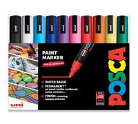 Posca Lot de 10 marqueurs permanents à base d'eau - Utilisation multi-surfaces - PC-5M, extra fin 1,8-2,5 mm